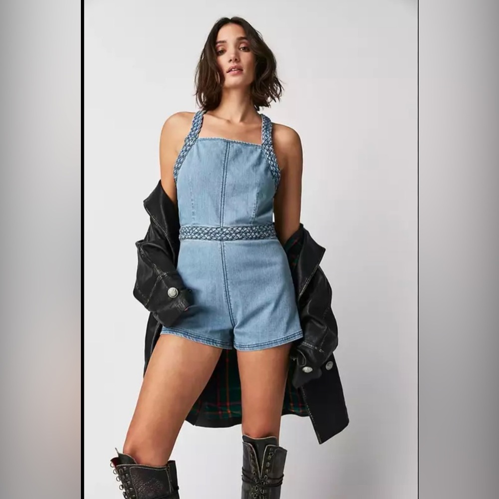 Free people Karina Denim Romper